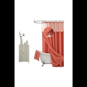 Dainty Home Waffle Shower Curtain with Detachable Liner Coral